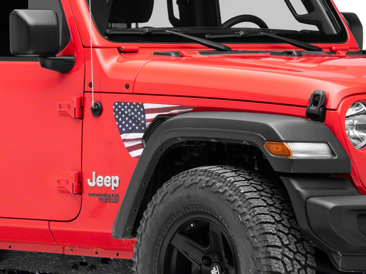 SEC10 Jeep Wrangler Side Accent Flag Decal; Red, White and Blue J140654  (18-23 Jeep Wrangler JL) - Free Shipping