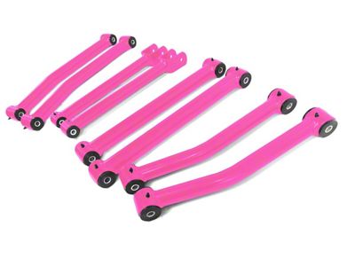 Steinjager Fixed Length Front and Rear Control Arms for 2.50 to 4-Inch Lift; Hot Pink (07-18 Jeep Wrangler JK)