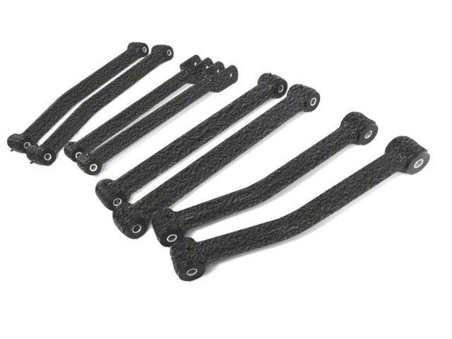 Steinjager Fixed Length Front and Rear Control Arms for 2.50 to 4-Inch Lift; Texutrized Black (07-18 Jeep Wrangler JK)