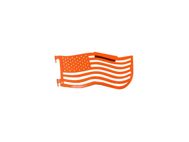 Steinjager Premium American Flag Front Trail Doors; Fluorescent Orange (97-06 Jeep Wrangler TJ)