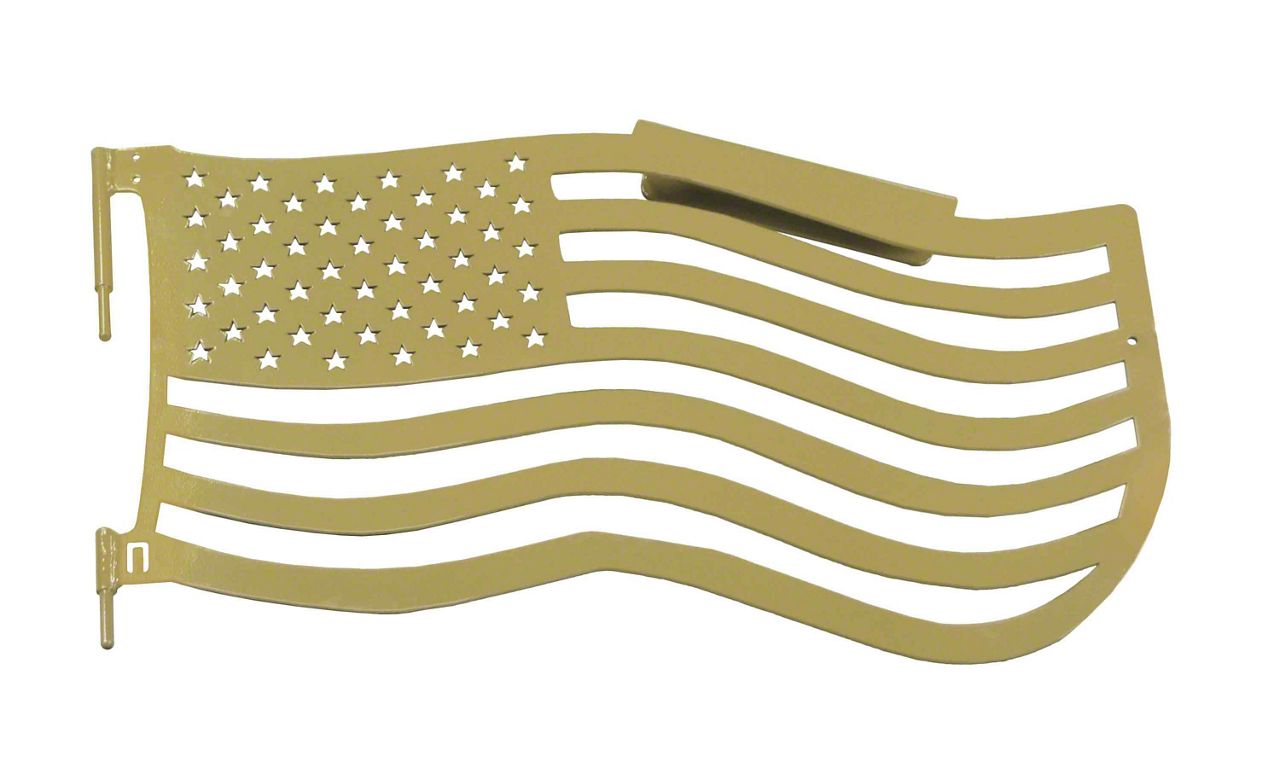 Steinjager Premium American Flag Front Trail Doors; Military Beige (07-18 Jeep Wrangler JK)