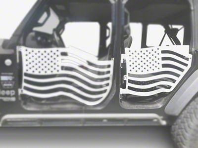 Steinjager Premium American Flag Rear Trail Doors; Cloud White (18-24 Jeep Wrangler JL 4-Door)
