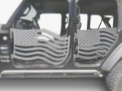 Steinjager Premium American Flag Rear Trail Doors; Gray Hammertone (18-23 Jeep Wrangler JL 4-Door)