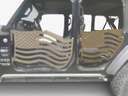 Steinjager Premium American Flag Rear Trail Doors; Military Beige (18-23 Jeep Wrangler JL 4-Door)