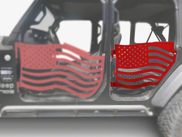 Steinjager Premium American Flag Rear Trail Doors; Red Baron (18-24 Jeep Wrangler JL 4-Door)