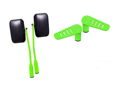 Steinjager Premium Mirror and Foot Peg Kit; Neon Green (18-23 Jeep Wrangler JL)