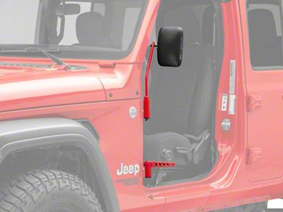 Steinjager Premium Mirror and Foot Peg Kit; Red Baron (18-23 Jeep Wrangler JL)