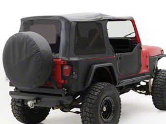 Smittybilt Jeep Wrangler OEM Replacement Soft Top w/ Tinted Windows - Black  Denim 9870215 (87-95 Jeep Wrangler YJ w/ Factory Soft Top & Half Doors)