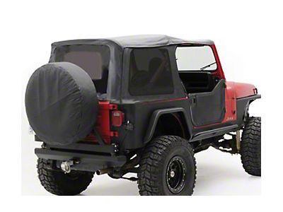 Smittybilt Jeep Wrangler OEM Replacement Soft Top w/ Tinted Windows - Black  Denim 9870215 (87-95 Jeep Wrangler YJ w/ Factory Soft Top & Half Doors)