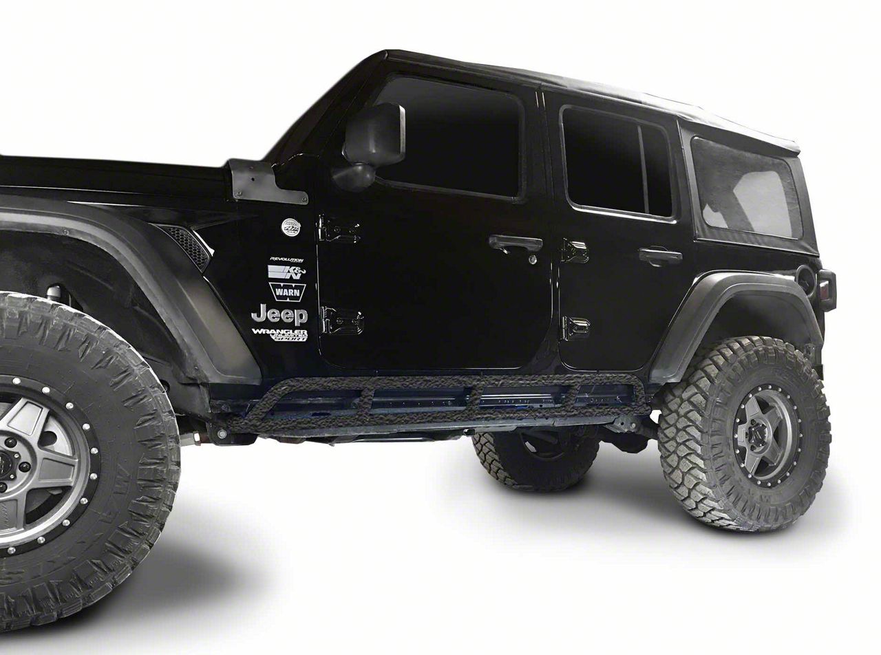Steinjager Rock Sliders; Texturized Black (18-23 Jeep Wrangler JL 4-Door)