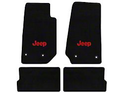 Lloyd All-Weather Carpet Front and Rear Floor Mats with Red Jeep Letters; Black (14-18 Jeep Wrangler JK 4-Door)