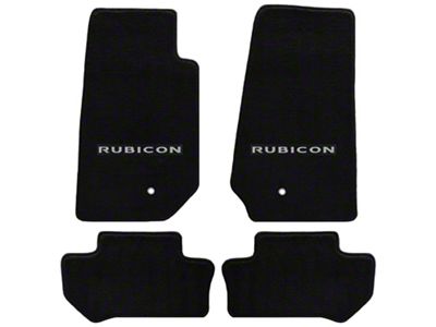 Lloyd All-Weather Carpet Front and Rear Floor Mats with Silver and Black Rubicon Logo; Black (11-13 Jeep Wrangler JK 2-Door)