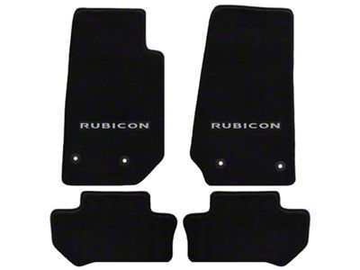 Lloyd All-Weather Carpet Front and Rear Floor Mats with Silver and Black Rubicon Logo; Black (14-18 Jeep Wrangler JK 2-Door)