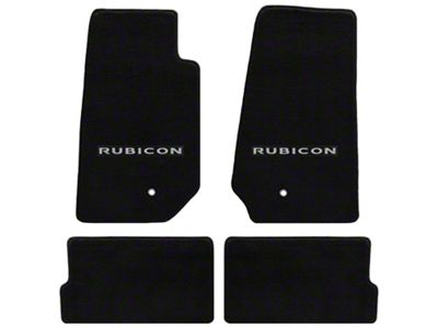 Lloyd All-Weather Carpet Front and Rear Floor Mats with Silver and Black Rubicon Logo; Black (07-13 Jeep Wrangler JK 4-Door)