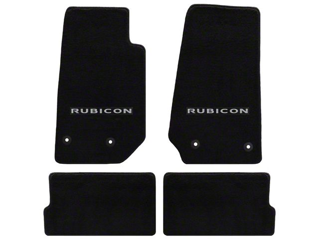 Lloyd All-Weather Carpet Front and Rear Floor Mats with Silver and Black Rubicon Logo; Black (14-18 Jeep Wrangler JK 4-Door)