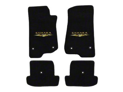 Lloyd All-Weather Carpet Front and Rear Floor Mats with Tan and Black Sahara Logo; Black (18-23 Jeep Wrangler JL 2-Door, Excluding 4xe)