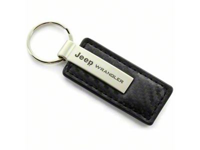 Wrangler Leather Key Fob; Black Carbon Fiber