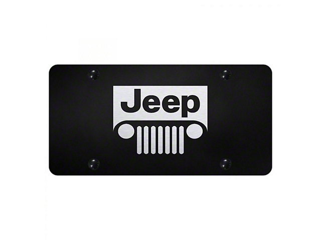 Jeep Grille License Plate; Black (Universal; Some Adaptation May Be Required)