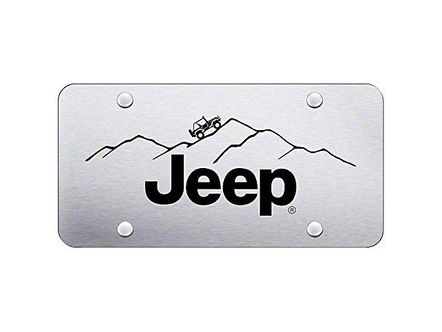 Jeep Mountain License Plate; Brushed Stainless (Universal; Some Adaptation May Be Required)