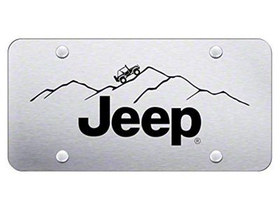 Jeep Mountain License Plate; Brushed Stainless (Universal; Some Adaptation May Be Required)