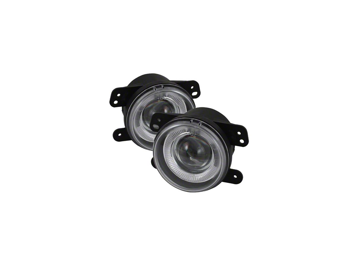 Jeep Wrangler Halo Projector Fog Lights with Switch; Clear (07-09 Jeep  Wrangler JK)