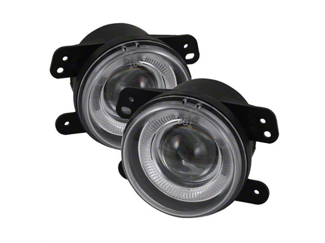 Halo Projector Fog Lights with Switch; Clear (07-09 Jeep Wrangler JK)
