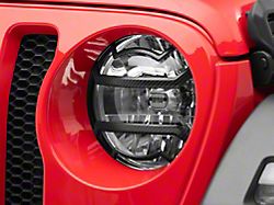 RedRock 4x4 Euro Style Headlight Guards; Carbon Fiber Look (18-22 Jeep Wrangler JL)