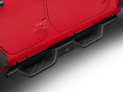 Round Tube Drop Style Nerf Side Step Bars; Black (18-24 Jeep Wrangler JL 4-Door)