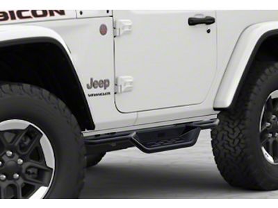 Round Tube Drop Style Nerf Side Step Bars; Black (18-24 Jeep Wrangler JL 2-Door)