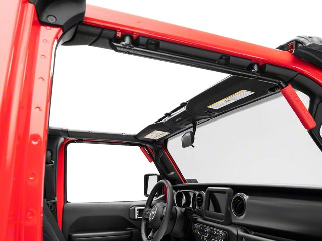 GraBars Genuine Solid Steel Front Grab Handles; Red Grips (18-24 Jeep Wrangler JL)