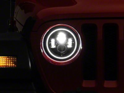 Oracle 7-Inch High Powered LED Headlights with LED Halo; Black Housing; Clear Lens (18-23 Jeep Wrangler JL)