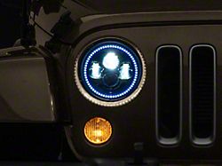Oracle 7-Inch High Powered LED Headlights with ColorSHIFT Halo; Black Housing; Clear Lens; BC1 Controller (07-17 Jeep Wrangler JK)