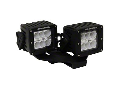 Go Rhino Dual 3-Inch Cube Light Center Hood Mount; Textured Black (18-24 Jeep Wrangler JL, Excluding 4xe)