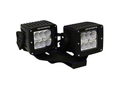 Dual 3-Inch Cube Light Center Hood Mount; Textured Black (18-23 Jeep Wrangler JL, Excluding 4xe)