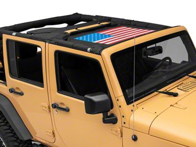 RedRock Mesh Sun Shade; American Flag (07-18 Jeep Wrangler JK)