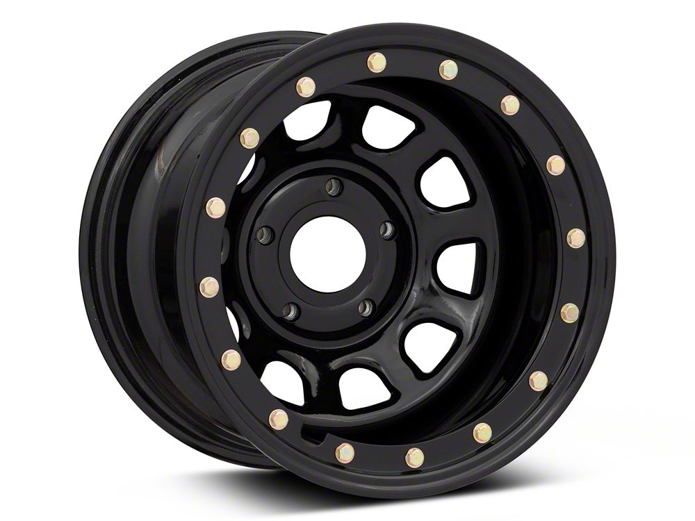Mammoth D-Window Simulated Beadlock Gloss Black Wheel; 15x10