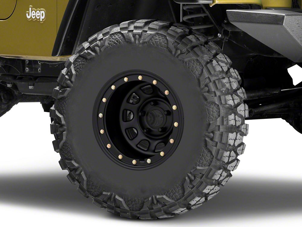 Mammoth D-Window Simulated Beadlock Matte Black Wheel; 15x10