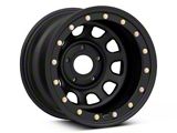 Mammoth D-Window Simulated Beadlock Matte Black Wheel; 15x10; -44mm Offset (87-95 Jeep Wrangler YJ)