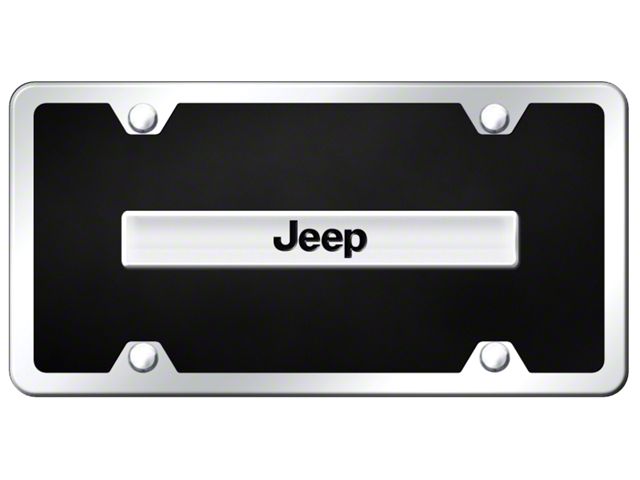 Jeep License Plate; Chrome on Black Acrylic (Universal; Some Adaptation May Be Required)