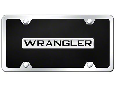 Wrangler License Plate; Chrome on Black Acrylic (Universal; Some Adaptation May Be Required)