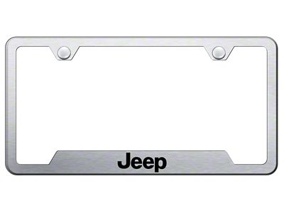 Jeep Laser Etched Cut-Out License Plate Frame; Brushed (Universal; Some Adaptation May Be Required)