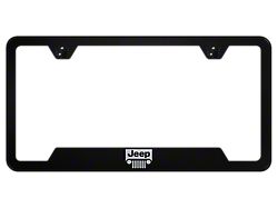 Jeep Grille Laser Etched Cut-Out License Plate Frame; Black (Universal; Some Adaptation May Be Required)
