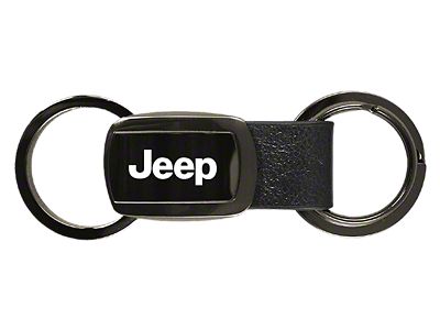 Jeep Leather Tri-Ring Key Fob; Gunmetal
