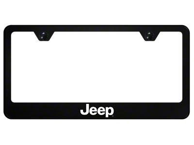 Jeep PC License Plate Frame; UV Print on Black (Universal; Some Adaptation May Be Required)