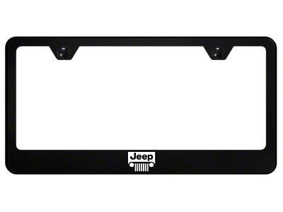 Jeep Grille PC License Plate Frame; UV Print on Black (Universal; Some Adaptation May Be Required)