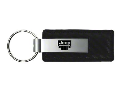 Jeep Grill Carbon Fiber Leather Key Fob