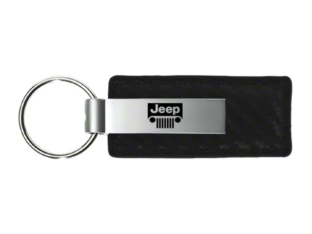 Jeep Grill Carbon Fiber Leather Key Fob