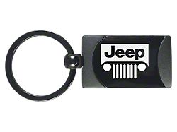 Jeep Grille Two-Tone Rectangular Keychain; Gunmetal 