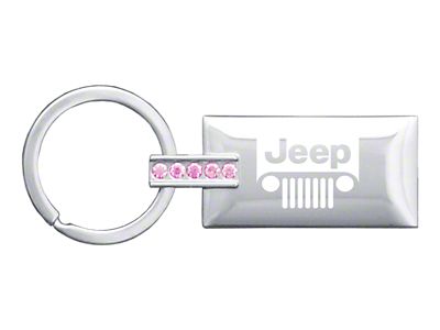 Jeep Grill Jeweled; Rectangular Key Fob