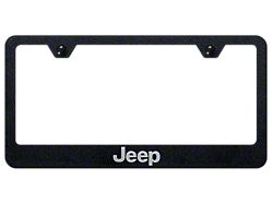 Jeep Laser Etched Stainless Steel License Plate Frame; Rugged Black (Universal; Some Adaptation May Be Required)